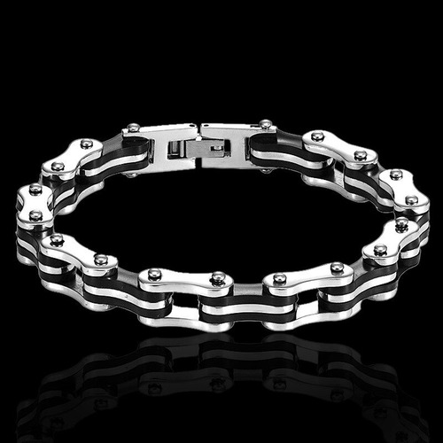 Imagen 4 de 7 de Pulsera Cadena Acero Inoxidable Punk Moto Bicicleta