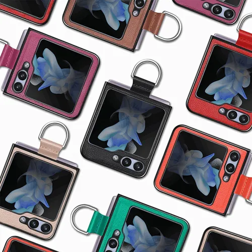 Carcasa Para Samsung Z Flip 6 Cuero Premium Con Anillo