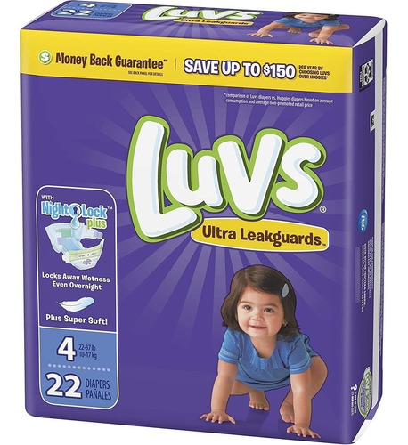 Luvs Luvs - Pañales Ultrafugas, Tamaño 4, 22 Unidades, 22 