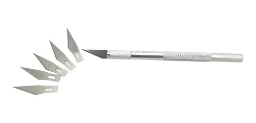 Imagen 3 de 5 de Cutter Bisturi Trincheta Metal Set + 6 Cuchillas + Capuchon