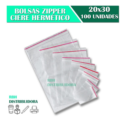 Imagen 7 de 9 de Bolsas Con Cierre Hermético Zipper 20x30 Cm Pack X 100 U
