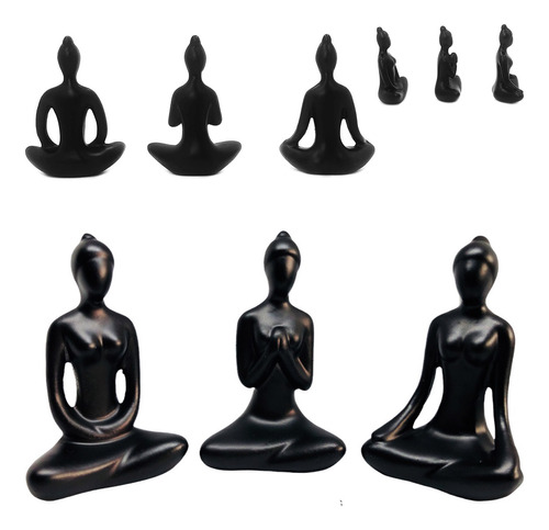 Kit 3 Estatuas Yoga Meditação Porcelana Decoração Bailarina