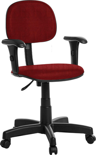 Cadeira De Escritório Giratória Com Braço - Vermelho - Crepe