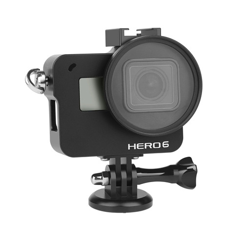 Frame Case Proteção Alumínio+lente Uv Gopro 65 Black-imp Gp6