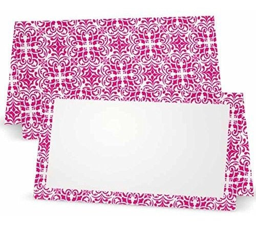 Pink Design Place Cards - Flat Or Tent - 10 Or 50 Pack - Whi