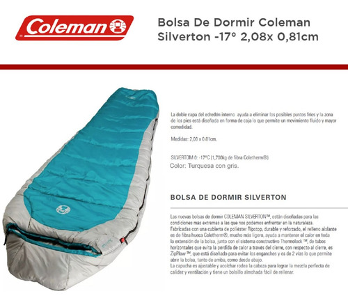 Bolsa Dormir Coleman Silverton Camping Térmica -17° Frio Ext