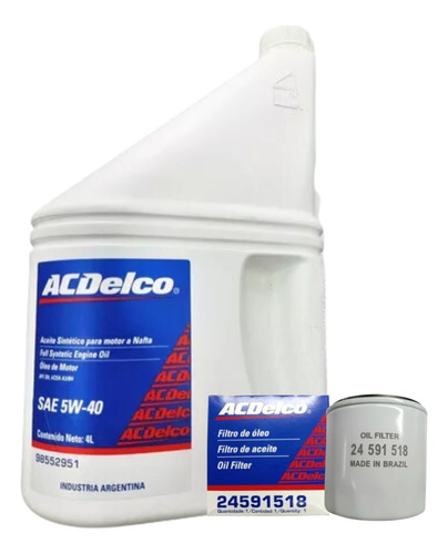 Filtro Aceite Chevrolet Classic + Aceite Acdelco 5w40 100%