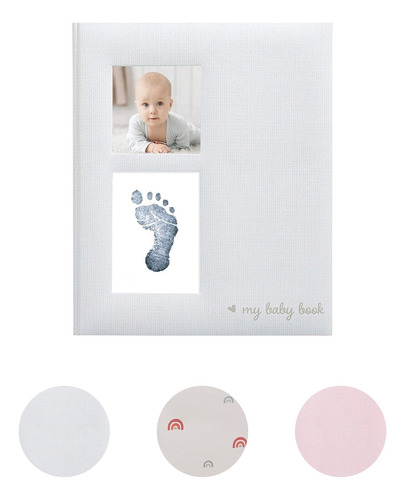 Kate & Milo Babybook And Ink Pad Album Memorias De Bebe Gris Recuerdos Y Datos De Bebe