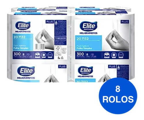 Papel Higienico Rolo Plus Folha Simples Elite 8x300m