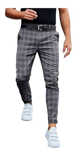 Pantalones Casuales Slim Fit A Cuadros Para Hombre