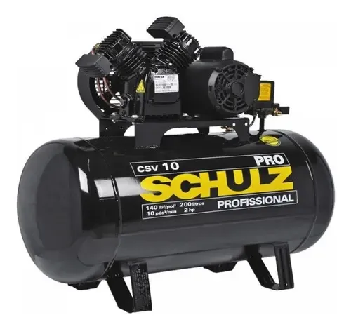 Compressor Ar Schulz 200L 10 Pés 2HP Monofásico CSV-10/200 Pro