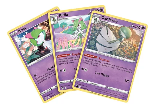 Kit Carta Pokémon Gardevoir Kirlia Ralts Tempestade Prateada