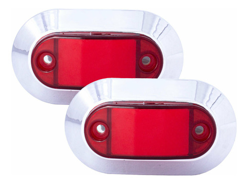 Set De 2 Plafones Laterales Ovalados Luz Gel Roja Tunelight