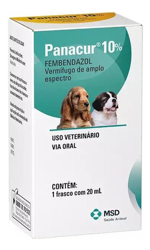 Vermífugo 10% Suspensão Oral 20 Ml Para Caes - Msd Panacur