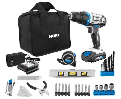 Hart Kit Taladro Inalámbrico 20 V, 1 Bateria/cargador 36 Pzs