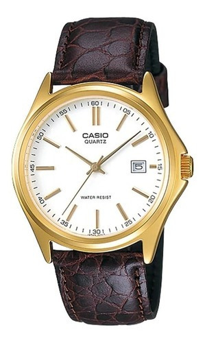 Reloj Casio Hombre Mtp-1183q-7a Color de la malla Marrón Color del bisel Dorado Color del fondo Blanco