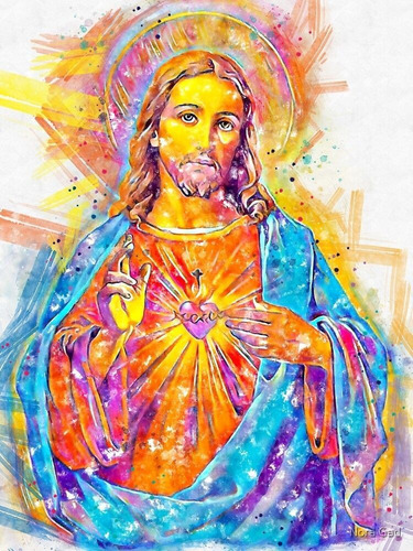 Cuadro 30x45cm Jesus Cristo Color Moderno Arte Religion M5