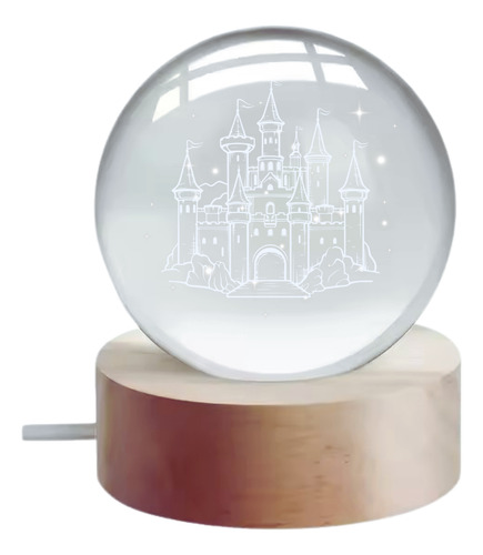Luminária De Mesa Cristal 3d Globo Constelação Amarelo Castelo