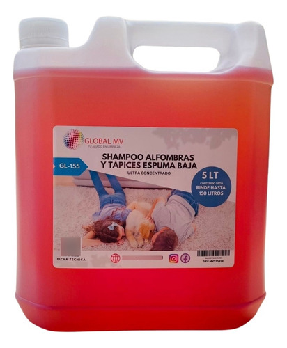 Shampoo De Alfombra Baja Espuma 5lts Ultra Concentrado