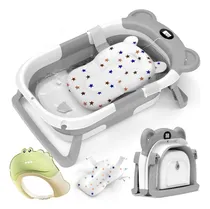 Comprar Izayao Bañera Plegable Para Bebé Con Cojín Antideslizante, Tina De Bebés Con Pantalla Temperatura Para Niños Pequeños, Bañera De Bebe Con Orificio De Drenaje Y Asiento De Bañera