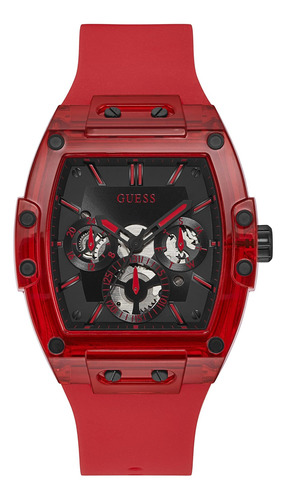 Reloj Hombre Guess Gw0203g5 Cuarzo Pulso Rojo En Silicona