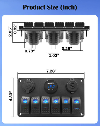 (aluminium 6 Gang) - 6/8 Gang Rocker Switch Panel For Rv Mar