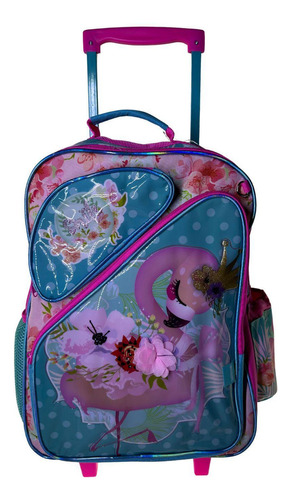 Mochila Bolsa Escolar De Rodinha Flamingo