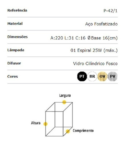Kit C/4 Poste De Jardim Luminaria Externo 2,20m P42/1 Pt