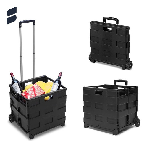 Stoik Carrito Para Compras Con Caja Plegable Ligero Portatil Color Negro