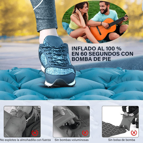 Almohadilla Inflable Para Dormir Con Bomba De Pie Verde