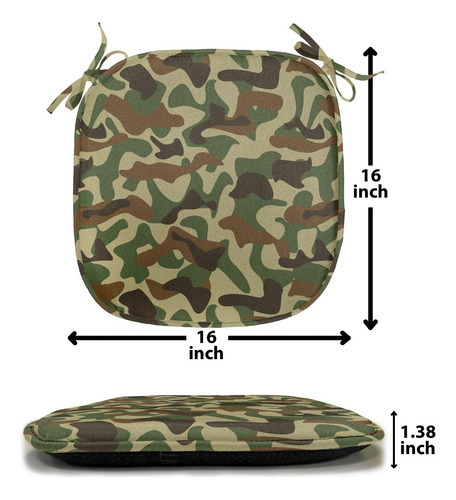 Juego De 2 Cojines De Asiento Camuflaje 40x40 Cm Verde Marró
