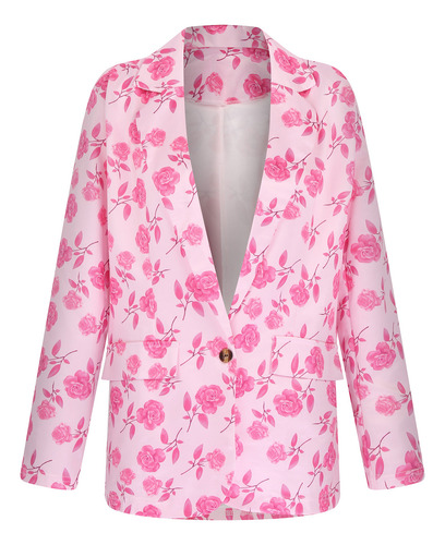 Casaco Feminino R, Casaco Casual Com Estampa De Flores, Botã