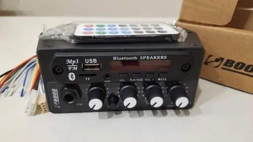 Mezclador Bluetooth Boog 12v Fm + para micrófono de sonido de coche, color negro