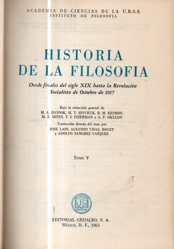 Historia De La Filosofia Tomo 5