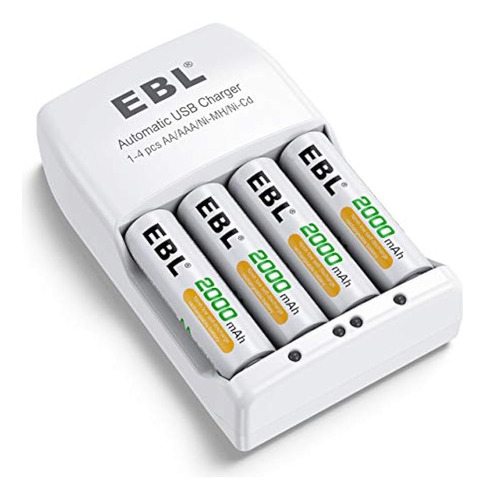 Ebl Baterías Aa Recargables 2000mah (paquete De 4) Y Cargado