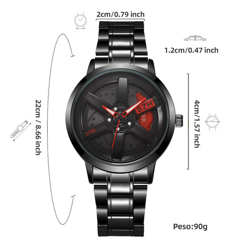 Reloj De Rueda De Coche Diseño Creativo Giratorio En 3d Rojo