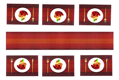 comprar Juego Mantel Individual Camino Mesa 6 Vinilo Tejido