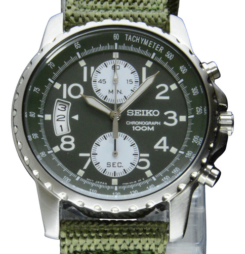 Reloj Seiko Military Snn083 F Chronograph 100 Mts. Verde Verde Musgo Acero Inoxidable Verde Musgo