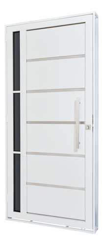 Porta De Aço Lambri 215x100cm Com Friso E Puxador Inox
