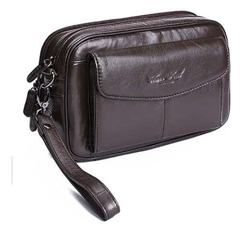 Bolso De Mano De Cuero Genuino De Alta Calidad Para Hombre