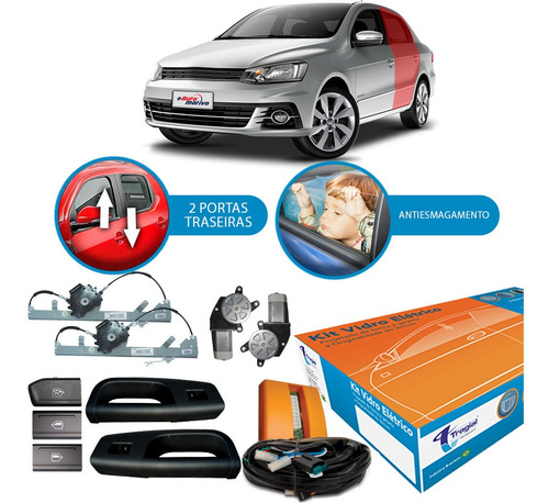 Kit Vidro Elétrico Vw Voyage G7 2012 A 2022 Antiesmagamento