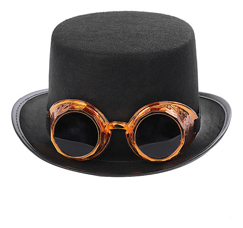 (g) Sombrero De Copa Gótico Steampunk Con Gafas Desmontables