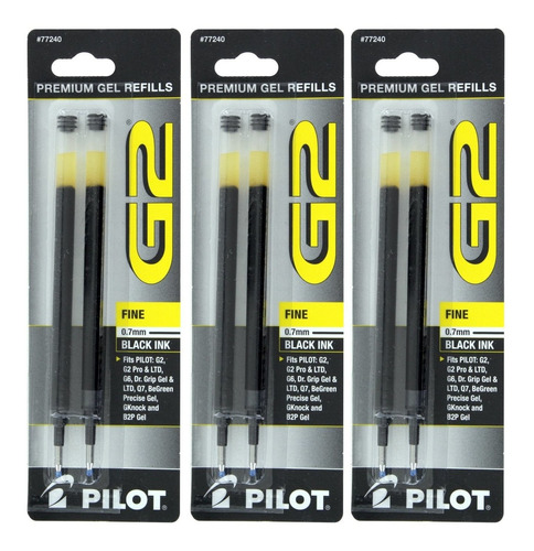 Repuesto Pilot G2, Gel Rollerball, Fine Point, Black 