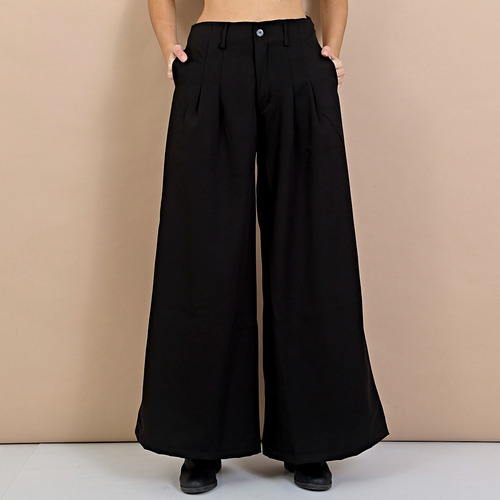 Pantalon Palazo Cintura Avispa Sastrero De Dama Pinzado