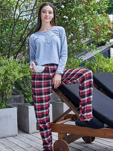 Pijama Invierno Mujer Pantalón Escoces Franela - Jaia 2040