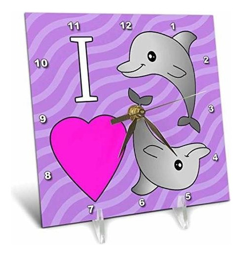 3drose Dc 24729 1 I Love Dolphins - Reloj De Escritorio