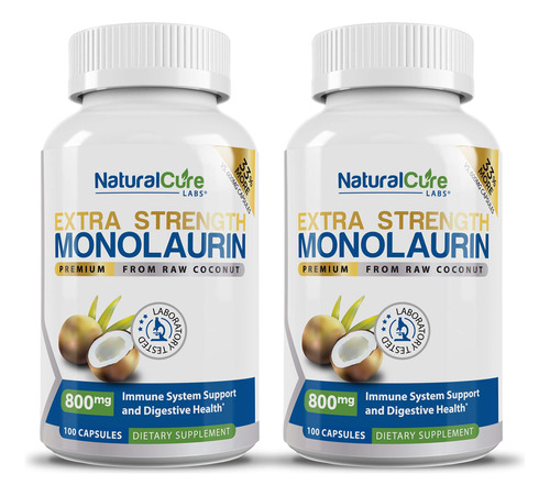 Natural Cure Labs Extra Strength Monolaurin 800mg - 2 Pack,