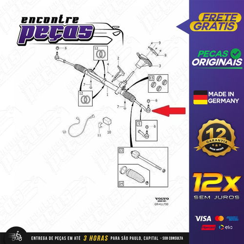 Terminal Direcao Esquerdo Volvo Xc60 T6 2008-2015 Original