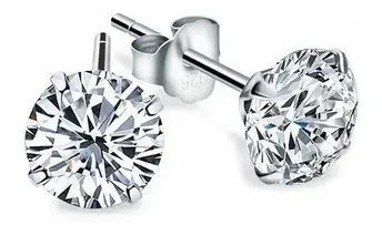 Orecchino Uomo Argento 925 Quadrato 9mm, Zirconi Ghiacciati, Chiusura A Vite, H&amp;J Jewelry
