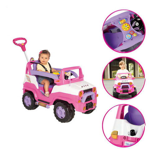 Carrinho Empurrador Passeio Pedal/apoio Diipi Calesita Cor Rosa